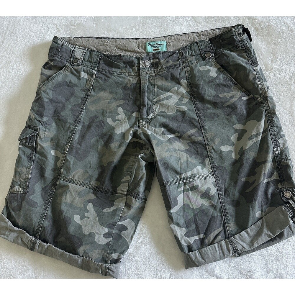 VTG Y2K Steve & Barry’s Camo Cargo Shorts Size Large Womens 100% Cotton Gorpcore
